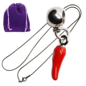 Red Pepper Necklace with Chili Pepper Pendant - Elegant Red Necklace